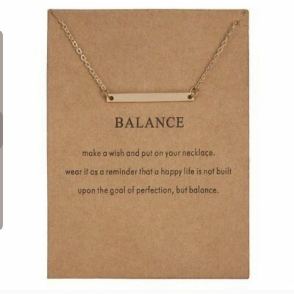 Gold "Balance" Horizontal Bar Pendant Necklace